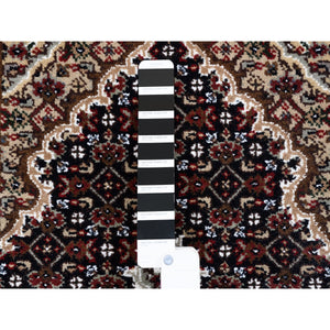 2'1"x8' Tabriz Mahi Fish Medallion Design Black Hand Knotted Wool And Silk Oriental Runner Rug FWR375348