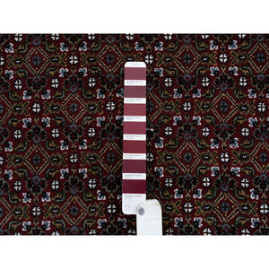 4'x5'10" Rich Red Hand Knotted 175 KPSI Wool and Silk Herati with All Over Design Oriental Rug FWR384744