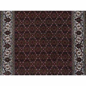 4'x5'10" Rich Red Hand Knotted 175 KPSI Wool and Silk Herati with All Over Design Oriental Rug FWR384744