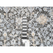 Load image into Gallery viewer, 2&#39;7&quot;x8&#39;3&quot; Black and Silver, Silk with Textured Wool Hand Knotted, Willow and Cypress Tree Design, Runner Oriental Rug FWR386526