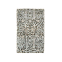 Load image into Gallery viewer, 3&#39;x5&#39; Black and Silver, Willow and Cypress Tree Design, Silk with Textured Wool, Hand Knotted, Oriental Rug FWR391086