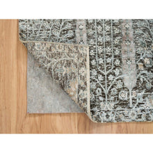 Load image into Gallery viewer, 3&#39;x5&#39; Black and Silver, Willow and Cypress Tree Design, Silk with Textured Wool, Hand Knotted, Oriental Rug FWR391086