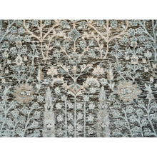 Load image into Gallery viewer, 3&#39;x5&#39; Black and Silver, Willow and Cypress Tree Design, Silk with Textured Wool, Hand Knotted, Oriental Rug FWR391086