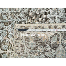 Load image into Gallery viewer, 3&#39;x5&#39; Black and Silver, Willow and Cypress Tree Design, Silk with Textured Wool, Hand Knotted, Oriental Rug FWR391086