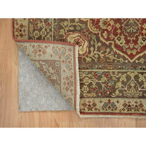 4'2"x6'1" Rust Red, All Wool, Plush Pile, Antiqued Tabriz Haji Jalili Design, Fine Weave, Natural Dyes, Hand Knotted, Oriental Rug FWR394476