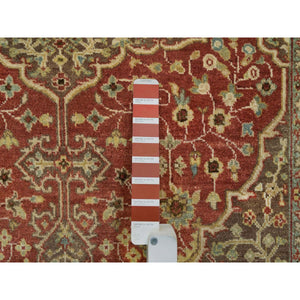 4'2"x6'1" Rust Red, All Wool, Plush Pile, Antiqued Tabriz Haji Jalili Design, Fine Weave, Natural Dyes, Hand Knotted, Oriental Rug FWR394476