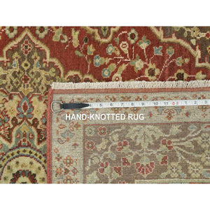 4'2"x6'1" Rust Red, All Wool, Plush Pile, Antiqued Tabriz Haji Jalili Design, Fine Weave, Natural Dyes, Hand Knotted, Oriental Rug FWR394476