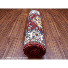 Load image into Gallery viewer, 2&#39;10&quot;x23&#39; Deep Red Super Kazak with Tribal Medallions Hand Knotted Organic Wool Oriental XL Runner Rug FWR411864