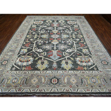 Load image into Gallery viewer, 9&#39;3&quot;x11&#39;9&quot; Charcoal Black Afghan Peshawar with Heriz Design Extra Soft Wool Hand Knotted Oriental Rug FWR419628