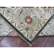 Load image into Gallery viewer, 9&#39;3&quot;x11&#39;9&quot; Charcoal Black Afghan Peshawar with Heriz Design Extra Soft Wool Hand Knotted Oriental Rug FWR419628