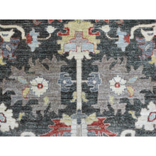 Load image into Gallery viewer, 9&#39;3&quot;x11&#39;9&quot; Charcoal Black Afghan Peshawar with Heriz Design Extra Soft Wool Hand Knotted Oriental Rug FWR419628