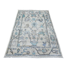 Load image into Gallery viewer, 4&#39;1&quot;x5&#39;10&quot; Beige, Afghan Angora Oushak with All Over Design, Hand Knotted, Pure Wool, Natural Dyes Oriental Rug FWR428784