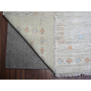 12'x12' Stone Eagle Gray, Pure Wool Hand Knotted, Afghan Angora Oushak with All Over Pattern Natural Dyes, Squarish Oriental Rug FWR447030