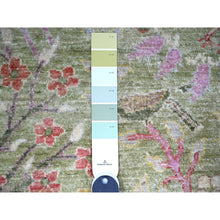 Load image into Gallery viewer, 4&#39;x5&#39;5&quot; Camouflage Green, Afghan Peshawar 100% Wool Birds of Paradise Design, Abrash, Natural Dyes, Hand Knotted, Oriental Rug FWR447552