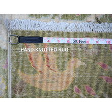 Load image into Gallery viewer, 4&#39;x5&#39;5&quot; Camouflage Green, Afghan Peshawar 100% Wool Birds of Paradise Design, Abrash, Natural Dyes, Hand Knotted, Oriental Rug FWR447552