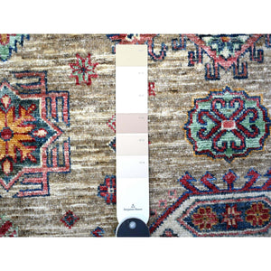 5'1"x6'10" Bone White, Dense Weave, Pure Wool, Natural Dyes, Afghan Super Kazak, Hand Knotted, Oriental Rug FWR448782