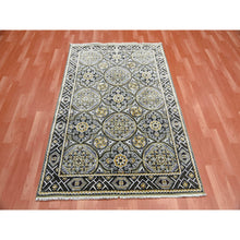 Load image into Gallery viewer, 4&#39;x6&#39;2&quot; Taupe-Brown Textured Wool and Silk Mughal Inspired Medallions Design Hand-Knotted Oriental Rug FWR450798