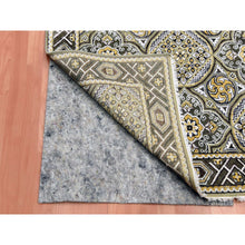 Load image into Gallery viewer, 4&#39;x6&#39;2&quot; Taupe-Brown Textured Wool and Silk Mughal Inspired Medallions Design Hand-Knotted Oriental Rug FWR450798