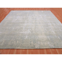 Load image into Gallery viewer, 12&#39;x12&#39; Sharkfin With Crushed Ice Gray, Wool and Silk, Hand Knotted, Modern Abstract Design With Vibrant Colors, Square Oriental Rug FWR451992