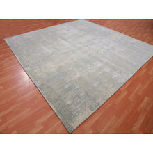 Load image into Gallery viewer, 12&#39;x12&#39; Sharkfin With Crushed Ice Gray, Wool and Silk, Hand Knotted, Modern Abstract Design With Vibrant Colors, Square Oriental Rug FWR451992