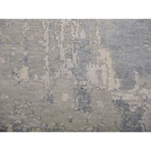 Load image into Gallery viewer, 12&#39;x12&#39; Sharkfin With Crushed Ice Gray, Wool and Silk, Hand Knotted, Modern Abstract Design With Vibrant Colors, Square Oriental Rug FWR451992