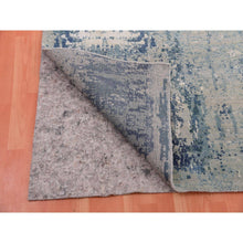 Load image into Gallery viewer, 12&#39;x12&#39; Grotto Blue With Mix Of Delray gray, Hi-Lo Pile, Abstract Design, Wool and Silk, Modern Hand Knotted, Denser Weave Square Oriental Rug FWR451998