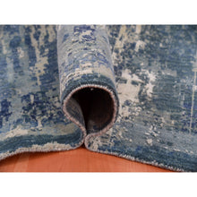 Load image into Gallery viewer, 12&#39;x12&#39; Grotto Blue With Mix Of Delray gray, Hi-Lo Pile, Abstract Design, Wool and Silk, Modern Hand Knotted, Denser Weave Square Oriental Rug FWR451998