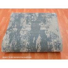 Load image into Gallery viewer, 12&#39;x12&#39; Grotto Blue With Mix Of Delray gray, Hi-Lo Pile, Abstract Design, Wool and Silk, Modern Hand Knotted, Denser Weave Square Oriental Rug FWR451998