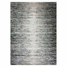 Load image into Gallery viewer, 9&#39;10&quot;x14&#39; Caviar Black with Mix of Gray, Hand Knotted, Modern Striae Design, Soft Colors Wool and Silk Oriental Rug FWR452010