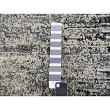 Load image into Gallery viewer, 8&#39;x10&#39;3&quot; Domino Black with Misty Gray, Modern Striae Design, Soft Pile Wool and Silk Hand Knotted, Oriental Rug FWR452064