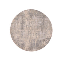 Load image into Gallery viewer, 4&#39;x4&#39; Moonquake Gray With Touches Of Still Gray, Modern Wool and Silk, Soft Pile Hand Knotted Abstract Design, Round Oriental Rug FWR452094