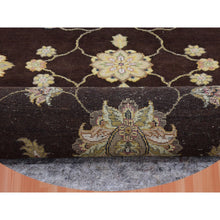 Load image into Gallery viewer, 8&#39;x8&#39; Wenge Brown With Wimborne White Border, Hand Knotted Thick and Plush, Rajasthan All Over Design, Wool and Silk Round Oriental Rug FWR452142