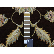 Load image into Gallery viewer, 8&#39;x8&#39; Wenge Brown With Wimborne White Border, Hand Knotted Thick and Plush, Rajasthan All Over Design, Wool and Silk Round Oriental Rug FWR452142