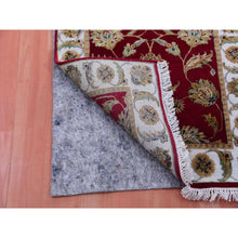 Load image into Gallery viewer, 2&#39;7&quot;x20&#39;4&quot; Ladybug Red And Dove White Border, Rajasthan Design All Over Leaf Motifs, Thick and Plush, Hand Knotted Wool and Silk, Soft Pile, XL Runner Oriental Rug FWR452220