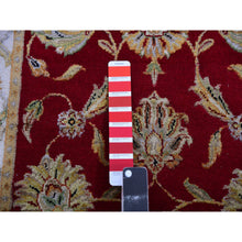 Load image into Gallery viewer, 2&#39;7&quot;x20&#39;4&quot; Ladybug Red And Dove White Border, Rajasthan Design All Over Leaf Motifs, Thick and Plush, Hand Knotted Wool and Silk, Soft Pile, XL Runner Oriental Rug FWR452220