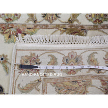 Load image into Gallery viewer, 2&#39;7&quot;x19&#39;9&quot; Chantilly Lace White, Hand Knotted Rajasthan Soft Pile Silk and Wool All Over Leaf Design, Thick and Plush Oriental XL Runner Rug FWR452232