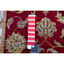 Load image into Gallery viewer, 2&#39;7&quot;x20&#39;4&quot; Currant Red, Rajasthan Design and All Over Leaf Elements, Hand Knotted Wool and Silk, Thick and Plush Soft Pile, Oriental XL Runner Rug FWR452244