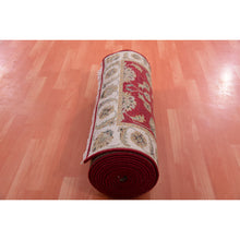 Load image into Gallery viewer, 2&#39;7&quot;x20&#39;4&quot; Currant Red, Rajasthan Design and All Over Leaf Elements, Hand Knotted Wool and Silk, Thick and Plush Soft Pile, Oriental XL Runner Rug FWR452244