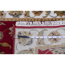 Load image into Gallery viewer, 2&#39;7&quot;x20&#39;4&quot; Currant Red, Rajasthan Design and All Over Leaf Elements, Hand Knotted Wool and Silk, Thick and Plush Soft Pile, Oriental XL Runner Rug FWR452244