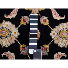 Load image into Gallery viewer, 2&#39;7&quot;x9&#39;10&quot; Licorice Black and Alabaster White, Thick and Plush Wool and Silk, Hand Knotted Rajasthan All Over Leaf Design, Runner Oriental Rug FWR452328