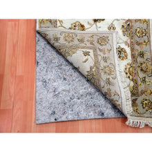 Load image into Gallery viewer, 2&#39;7&quot;x11&#39;10&quot; Heron White, Thick and Plush, Wool and Silk Soft Pile, Hand Knotted, Rajasthan, All Over Design, Oriental, Runner Rug FWR452346