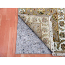 Load image into Gallery viewer, 2&#39;6&quot;x10&#39;1&quot; Amphora Brown and Daisy White, Rajasthan Wool and Silk Leaf Design, Thick and Plush, Hand Knotted Runner Oriental Rug FWR452352