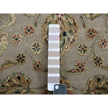 Load image into Gallery viewer, 2&#39;6&quot;x10&#39;1&quot; Amphora Brown and Daisy White, Rajasthan Wool and Silk Leaf Design, Thick and Plush, Hand Knotted Runner Oriental Rug FWR452352