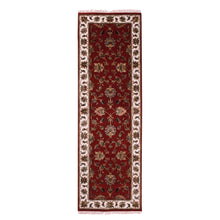 Load image into Gallery viewer, 2&#39;6&quot;x8&#39;2&quot; Heritage Red, Thick and Plush, Wool and Silk Soft Pile, Hand Knotted, Rajasthan, All Over Design, Oriental, Runner Rug FWR452358