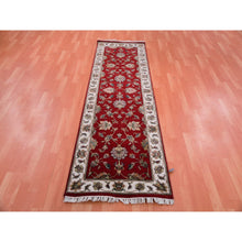 Load image into Gallery viewer, 2&#39;6&quot;x8&#39;2&quot; Heritage Red, Thick and Plush, Wool and Silk Soft Pile, Hand Knotted, Rajasthan, All Over Design, Oriental, Runner Rug FWR452358