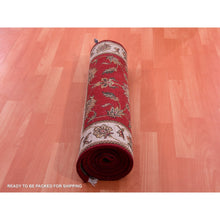 Load image into Gallery viewer, 2&#39;6&quot;x8&#39;2&quot; Heritage Red, Thick and Plush, Wool and Silk Soft Pile, Hand Knotted, Rajasthan, All Over Design, Oriental, Runner Rug FWR452358