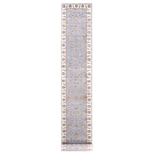 Load image into Gallery viewer, 2&#39;7&quot;x18&#39;10&quot; Blueberry Muffin, Thick and Plush Rajasthan Design, All Over Leaf Motifs, Wool and Silk, Hand Knotted, XL Runner, Oriental Rug FWR452388