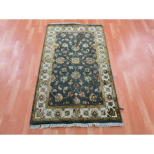 Load image into Gallery viewer, 3&#39;x5&#39;2&quot; Magnet Gray, Hand Knotted Wool and Silk, Rajasthan With Thick and Plush All Over Leaf Design, Oriental Rug FWR452418