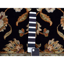 Load image into Gallery viewer, 3&#39;x5&#39;1&quot; Pitch Black With Grant Beige, Wool and Silk, Rajasthan with All Over Leaf Design, Hand Knotted, Thick and Plush Oriental Rug FWR452430