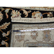 Load image into Gallery viewer, 3&#39;x5&#39;1&quot; Pitch Black With Grant Beige, Wool and Silk, Rajasthan with All Over Leaf Design, Hand Knotted, Thick and Plush Oriental Rug FWR452430